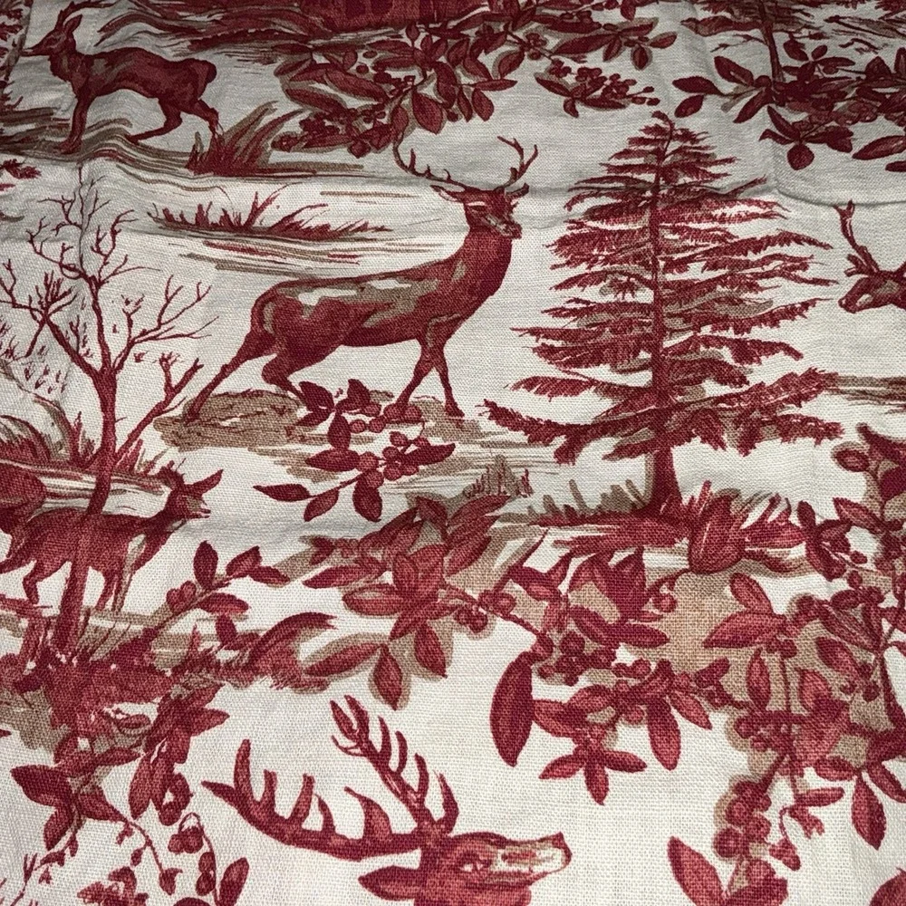 Pottery Barn Red Stag Alpine Toile Fabric Dinner Napkins Set of 3 Deer